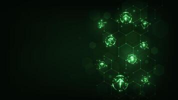 Line arrows abstract futurisit hi tech technology dark green background. vector