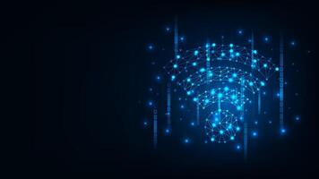 Wireless networking digital Hi-tech blue light technology wifi concept. Abstract design for banner background. vector
