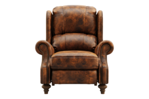 The recliner chair is made from leather png