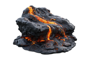 A lava rock with lava flowing out of it png