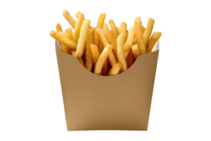 French fries in a paper box on a black background png