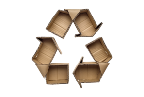 A cardboard recycling symbol is shown on a black background png