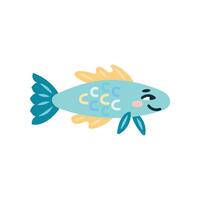 Cute fish on a white background. Character in children's style. Isolated illustration. vector