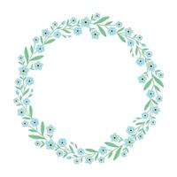 Forget me not flower round frame. round frame with flowers around the perimeter. Delicate blue flowers. illustration. vector