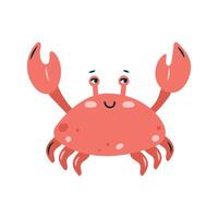 Cute crab on a white background. Character in children's style. Isolated illustration. vector