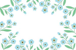 Forget me not flower frame. Rectangular frame with flowers around the perimeter. Delicate blue flowers. illustration. vector