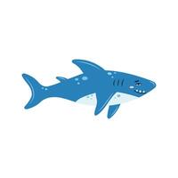 Cute shark on a white background. Character in children's style. Isolated illustration. vector