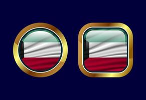 Glossy flag button of Kuwait, High quality web button design vector