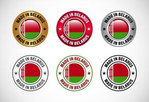 Made in Belarus label icon with flag. Icon set for business, badge, seal, sticker, logo, and symbol vector