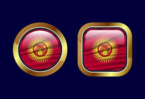 Glossy flag button of Kyrgyzstan, High quality web button design vector