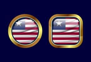 Glossy flag button of Liberia, High quality web button design vector
