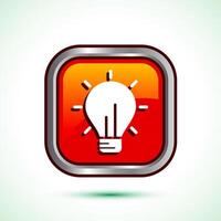 Electric light bulb icon design illustration, Creative idea icon, Orange color square button design vector