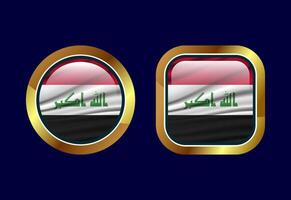 Glossy flag button of Iraq, High quality web button design vector