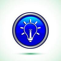 Electric light bulb icon design illustration, Creative idea icon, Blue color round button design vector