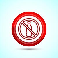 Plastic free icon design illustration, No plastic product sign,Red Color Button Design vector