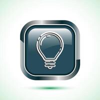 Electric light bulb icon design illustration, Creative idea icon, Gray color square button design vector