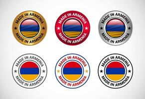 Made in Armenia label icon with flag. Icon set for business, badge, seal, sticker, logo, and symbol vector