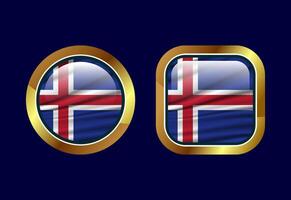 Glossy flag button of Iceland, High quality web button design vector