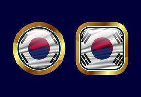 Glossy flag button of South Korea, High quality web button design vector