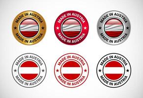 Made in Austria label icon with flag. Icon set for business, badge, seal, sticker, logo, and symbol vector