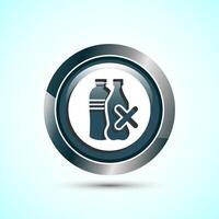 Plastic free icon design illustration, No plastic product sign,Gray Color Round Button Design vector