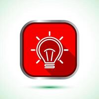 Electric light bulb icon design illustration, Creative idea icon, Red shadow button design vector