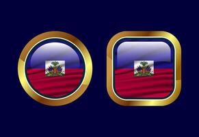 Glossy flag button of Haiti, High quality web button design vector
