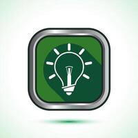 Electric light bulb icon design illustration, Creative idea icon, Green shadow button design vector