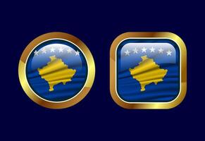 Glossy flag button of Kosovo, High quality web button design vector