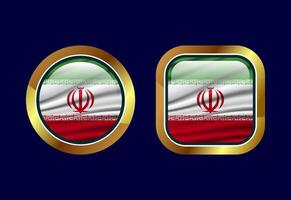 Glossy flag button of Iran, High quality web button design vector