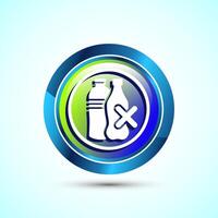Plastic free icon design illustration, No plastic product sign,Glossy Round Button Design vector