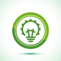 Electric light bulb icon design illustration, Creative idea icon, Green color button design vector