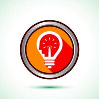 Electric light bulb icon design illustration, Creative idea icon, Orange shadow button design vector