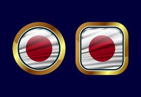 Glossy flag button of Japan, High quality web button design vector