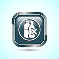 Plastic free icon design illustration, No plastic product sign,Gray Color Square Button Design vector