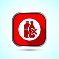 Plastic free icon design illustration, No plastic product sign,Red Shadow Button Design vector