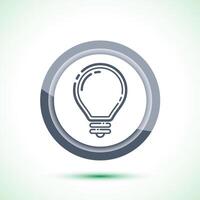 Electric light bulb icon design illustration, Creative idea icon, Gray color button design vector