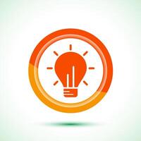 Electric light bulb icon design illustration, Creative idea icon, Orange color button design vector
