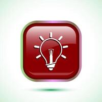 Electric light bulb icon design illustration, Creative idea icon, Red color square button design vector