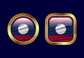 Glossy flag button of Laos, High quality web button design vector