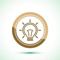 Electric light bulb icon design illustration, Creative idea icon, Gold color button design vector