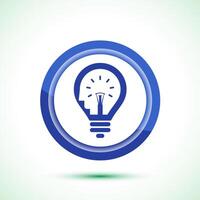 Electric light bulb icon design illustration, Creative idea icon, Blue color button design vector