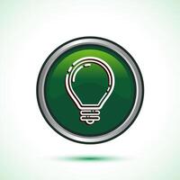Electric light bulb icon design illustration, Creative idea icon, Green color round button design vector
