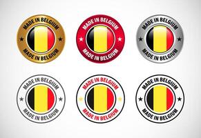 Made in Belgium label icon with flag. Icon set for business, badge, seal, sticker, logo, and symbol vector