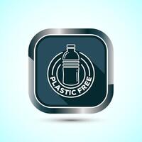 Plastic free icon design illustration, No plastic product sign,Gray Shadow Button Design vector