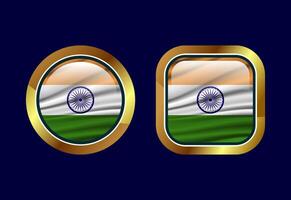 Glossy flag button of India, High quality web button design vector