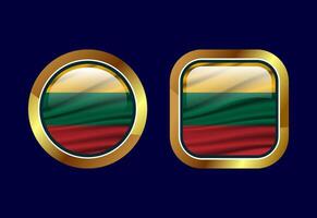 Glossy flag button of Lithuania, High quality web button design vector