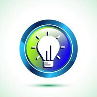 Electric light bulb icon design illustration, Creative idea icon, Glossy round button design vector