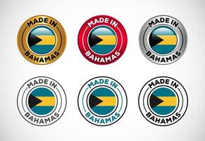 Made in Bahamas label icon with flag. Icon set for business, badge, seal, sticker, logo, and symbol vector