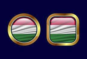 Glossy flag button of Hungary, High quality web button design vector
